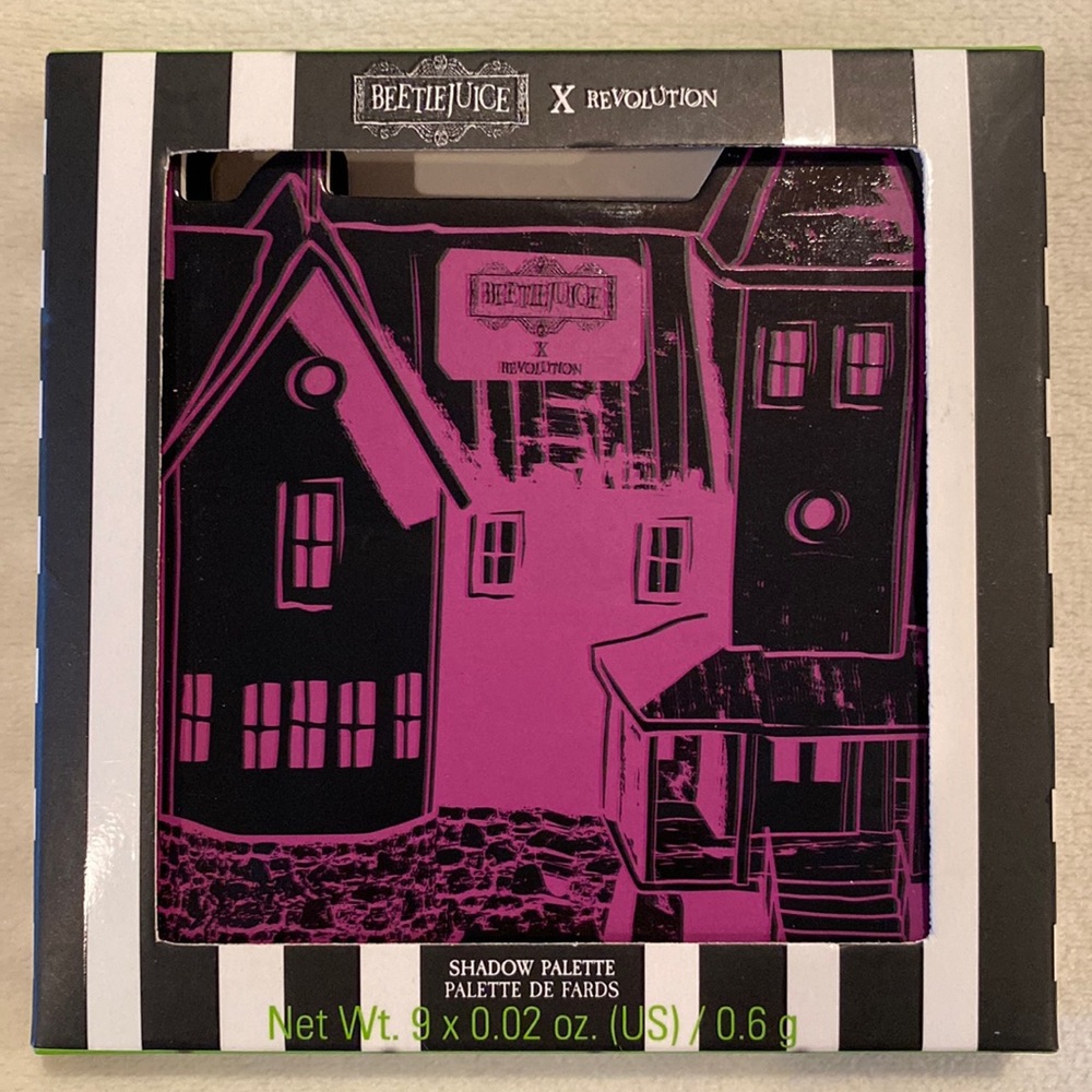 Beetlejuice x Revolution 9-color eye shadow palette NIP Halloween